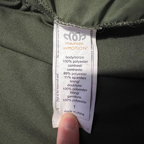 Maurices Women's Plus Size 1X Solid Active Puffer Vest Olive Green Full Zip - Picture 6 of 8